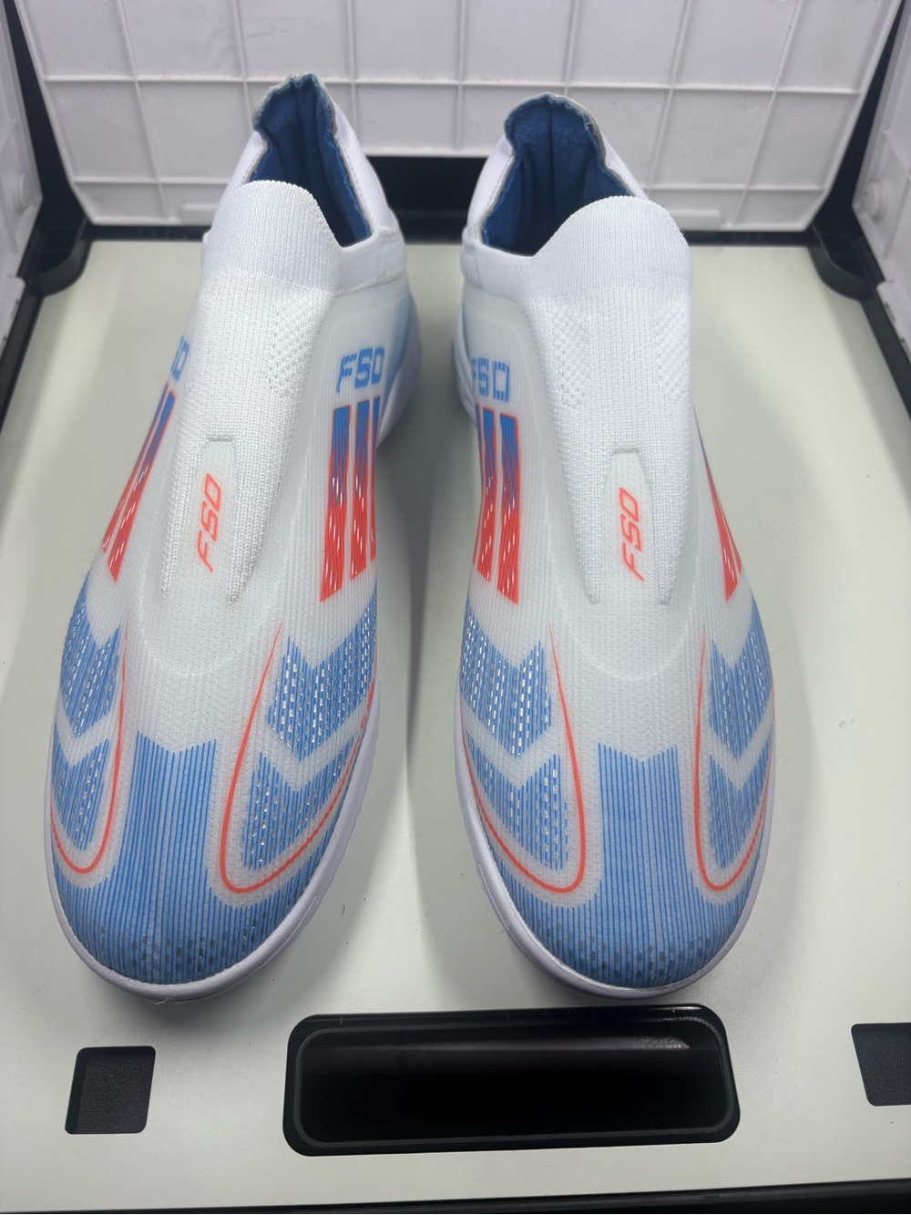 Adidas F50+ Elite Laceless FG White Red Soccer Cleats Men's Size 10.5 (1FI276)